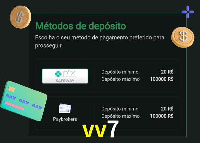 O cassino vv7 oferece uma grande variedade de métodos de pagamento